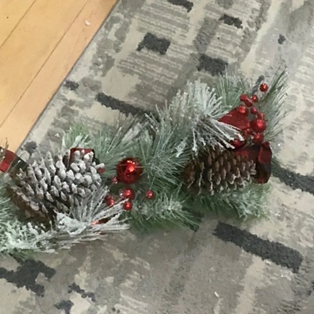 4 ft Festive Holiday garland with Red Accents and pinecones
